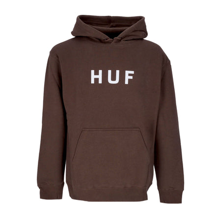 HUF Felpa Cappuccio Uomo Essentials Og Logo P/o Hoodie Chocolate da uomo