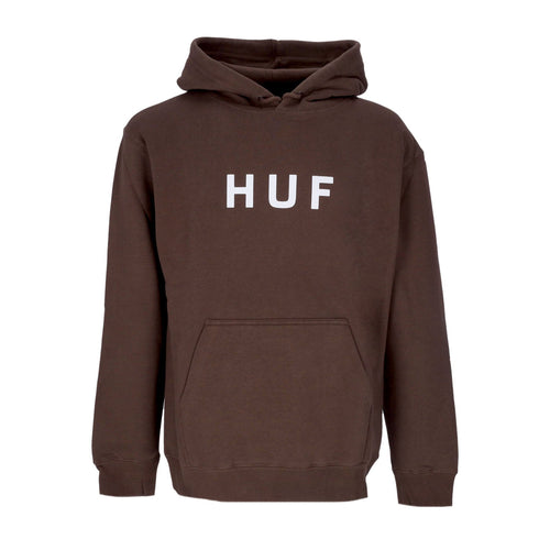 HUF Felpa Cappuccio Uomo Essentials Og Logo P/o Hoodie Chocolate da uomo