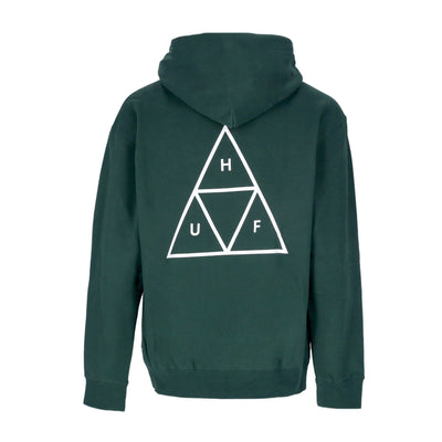 HUF Felpa Cappuccio Uomo Essentials Tt P/o Hoodie Forest Green da uomo