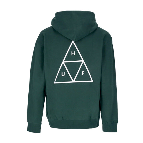 HUF Felpa Cappuccio Uomo Essentials Tt P/o Hoodie Forest Green da uomo