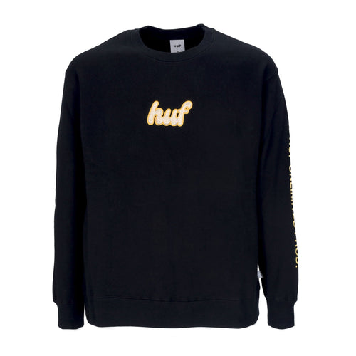 HUF Felpa Girocollo Donna Italicized Crewneck Black da donna