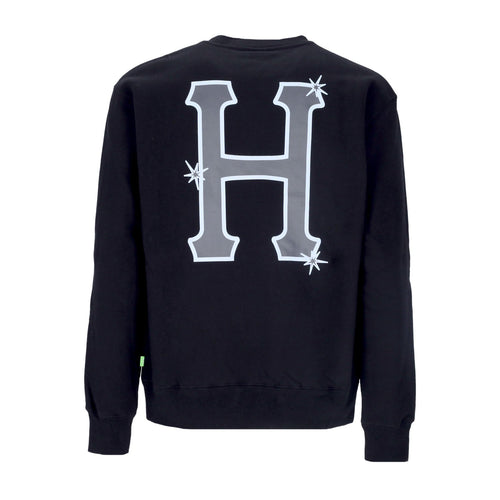 HUF Felpa Girocollo Uomo Sideline Crewneck Black da uomo