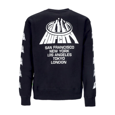 HUF Felpa Girocollo Uomo Huf City Crewneck Black da uomo