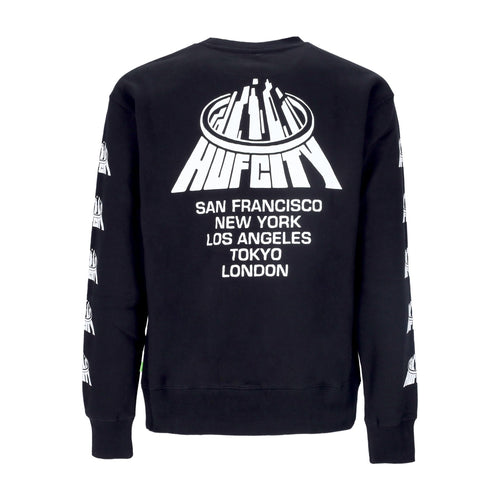 HUF Felpa Girocollo Uomo Huf City Crewneck Black da uomo