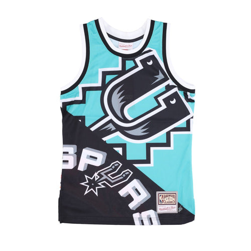 MITCHELL & NESS Canotta Tipo Basket Uomo Nba Big Face Fashion Tank 5.0 Hardwood Classics Saaspu Teal da uomo