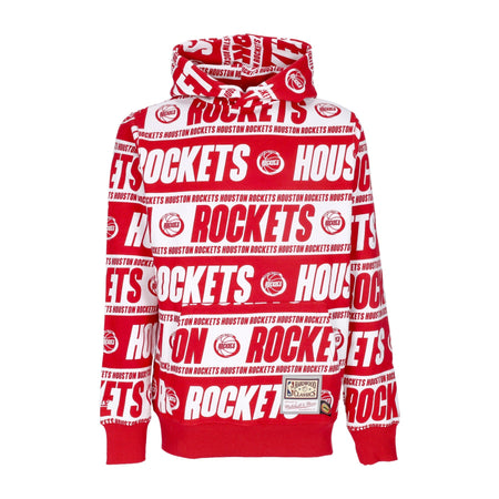 MITCHELL &amp; NESS Felpa Cappuccio Uomo Nba Teamwrap Hoodie Hardwood Classics Houroc Red da uomo