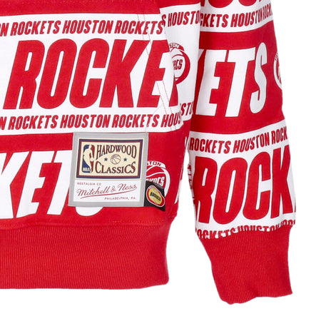 MITCHELL &amp; NESS Felpa Cappuccio Uomo Nba Teamwrap Hoodie Hardwood Classics Houroc Red da uomo