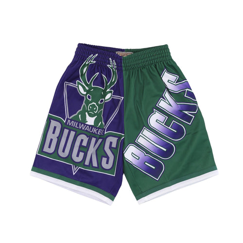 MITCHELL & NESS Pantaloncino Tipo Basket Uomo Nba Big Face Fashion Shorts 5.0 Hardwood Classics Milbuc Purple da uomo