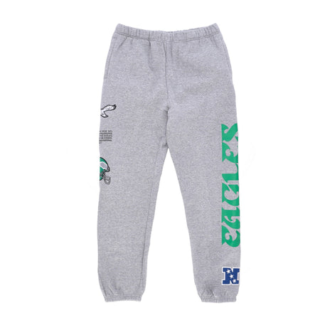 MITCHELL &amp; NESS Pantalone Tuta Felpato Uomo Nfl Team Origins Fleece Pant Phieag Grey Heather da uomo
