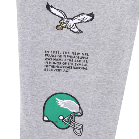 MITCHELL &amp; NESS Pantalone Tuta Felpato Uomo Nfl Team Origins Fleece Pant Phieag Grey Heather da uomo