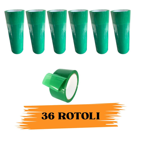 36 ROTOLI NASTRO ADESIVO DA IMBALLAGGIO 48mmX66M COLORE ROSSO- VERDE- BLU- BIANC