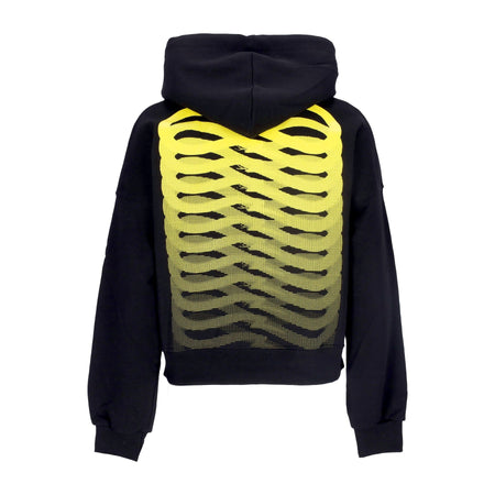 PROPAGANDA Felpa Cappuccio Corta Donna Ribs Crop Hoodie Black/yellow da donna