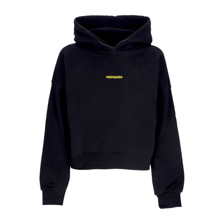 PROPAGANDA Felpa Cappuccio Corta Donna Ribs Crop Hoodie Black/yellow da donna