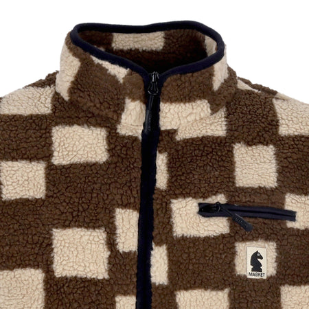 MARKET Orsetto Uomo Chess Club Jacquard Sherpa Jacket Brown da uomo