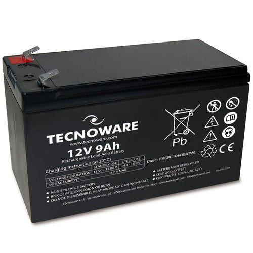 TECNOWARE POWER BATTERY 12V 9AH (EACPE12V09ATWL) - BATTERIA ERMETICA AL PIOMBO - LONG LIFE - GARANZIA 24 MESI