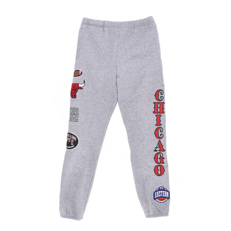 MITCHELL &amp; NESS Pantalone Tuta Felpato Uomo Nba Team Origins Fleece Pant Hardwood Classics Chibul Grey Heather da uomo