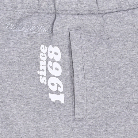 MITCHELL &amp; NESS Pantalone Tuta Felpato Uomo Nba Team Origins Fleece Pant Hardwood Classics Atlhaw Grey Heather da uomo