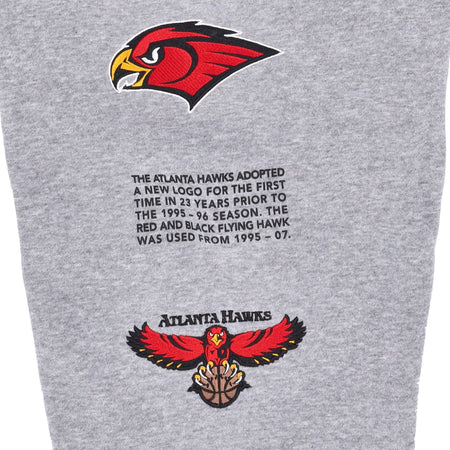 MITCHELL &amp; NESS Pantalone Tuta Felpato Uomo Nba Team Origins Fleece Pant Hardwood Classics Atlhaw Grey Heather da uomo