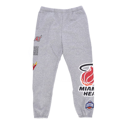 MITCHELL & NESS Pantalone Tuta Felpato Uomo Nba Team Origins Fleece Pant Hardwood Classics Miahea Grey Heather da uomo