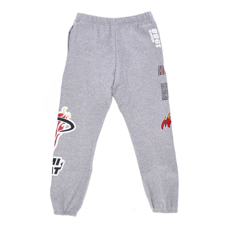 MITCHELL &amp; NESS Pantalone Tuta Felpato Uomo Nba Team Origins Fleece Pant Hardwood Classics Miahea Grey Heather da uomo