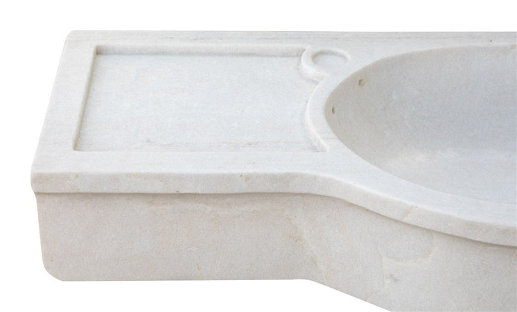 Biscottini Biscottini Lavabo Vasca Marmo Bianco 133x18x43 Realizzato a Mano Design Unico