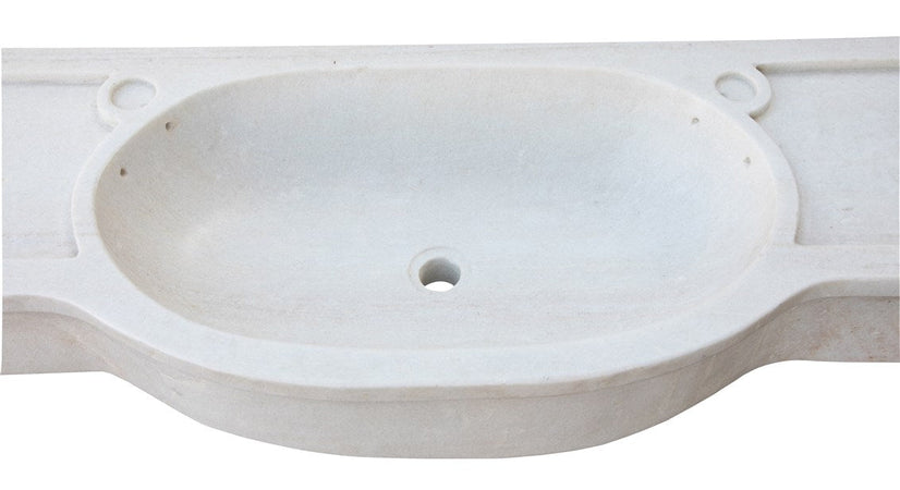 Biscottini LAVABO IN MARMO BIANCO L133XPR18XH43 CM Vasca realizzata completamente Offerta