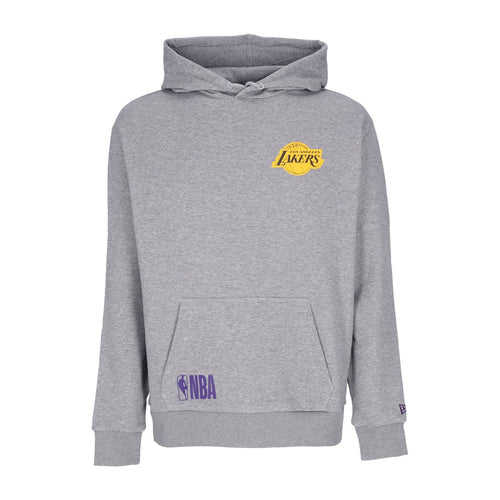 NEW ERA Felpa Cappuccio Uomo Nba Half Logo Oversized Hoodie Loslak Heather Grey da uomo