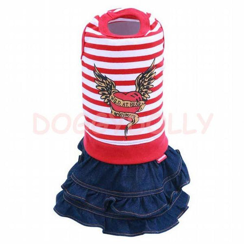 Abitino per cani Red Stripe skirt TankTop Doggydolly