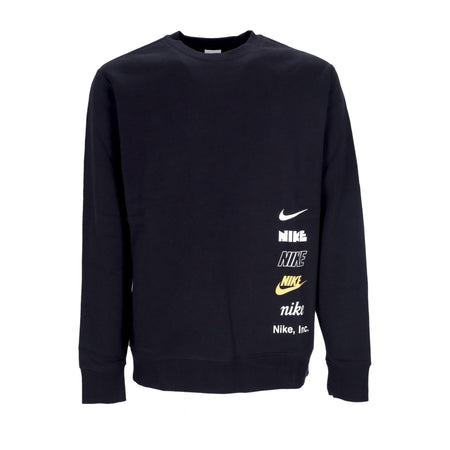 Nike Felpa Girocollo Uomo Club + Mlogo Brushed-back Crewneck Black da uomo