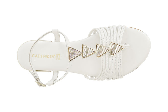SANDALO IN PELLE MIGNON CON ACCESSORIO TRIANGOLO STRASS