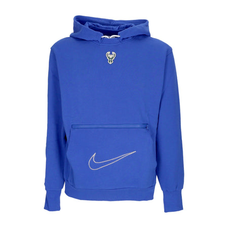 NIKE NBA Felpa Cappuccio Uomo Nba City Edition Courtside Fleece Hoodie Milbuc Game Royal da uomo