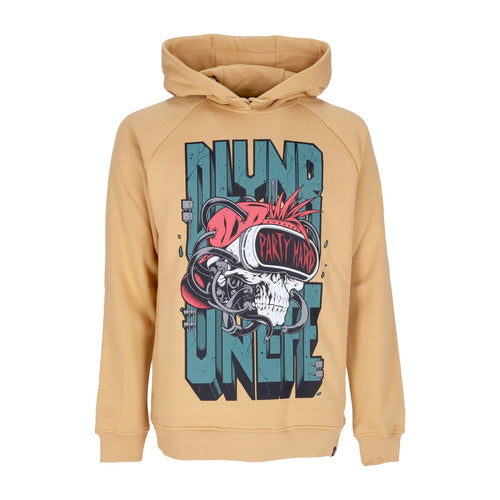 DOLLY NOIRE Felpa Cappuccio Uomo Party Hard Skull Hoodie Beige da uomo