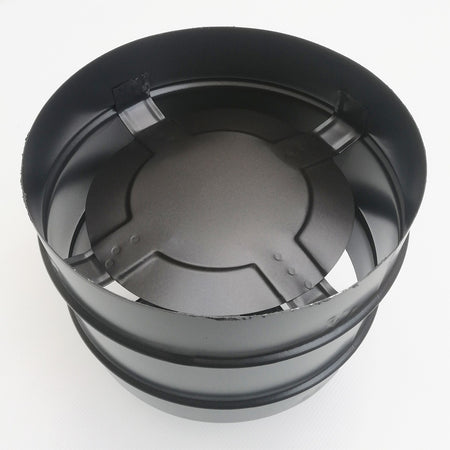 Terminale a botte anti vento nero pellet da 80mm attacco Maschio