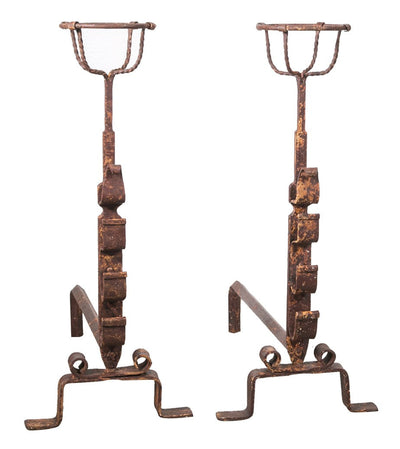 Biscottini COPPIA ALARI IN FERRO FORGIATO A MANO L64xPR29xH69 CM