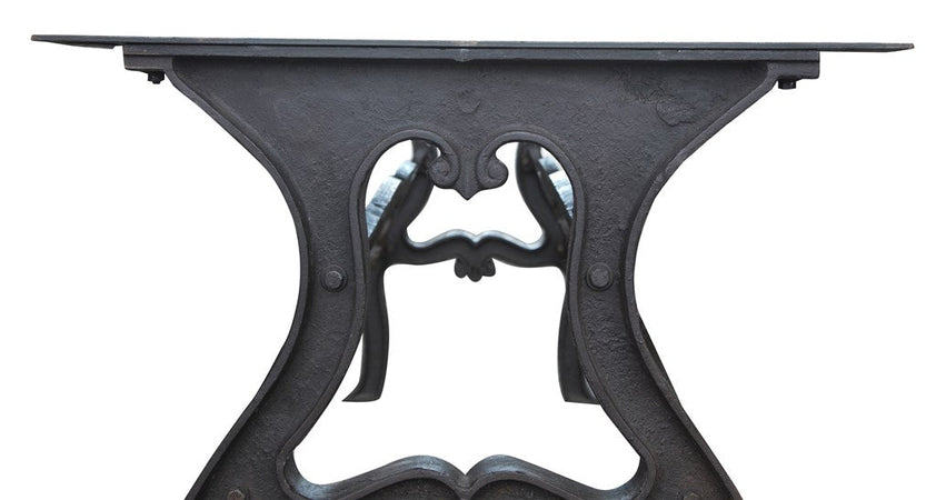 Biscottini Base Tavolo Biscottini in Ghisa Artigianale Nera 180x74x75 per Piani Pesanti