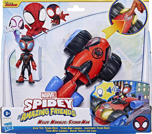 Spidey e i Suoi Fantastici Amici - Veicolo Techno-Racer con Tecnologia Glow Tech