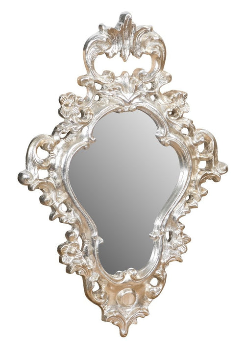 Biscottini SPECCHIERA DA PARETE IN LEGNO FINITURA FOGLIA ARGENTO ANTICATO L42xPR4xH62cm Made in Italy