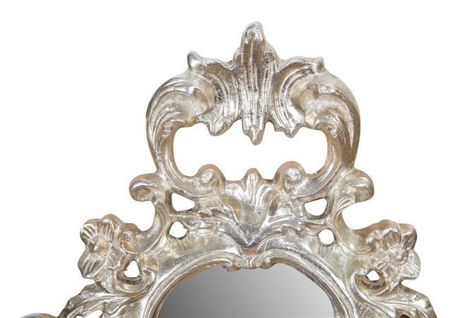 Biscottini SPECCHIERA DA PARETE IN LEGNO FINITURA FOGLIA ARGENTO ANTICATO L42xPR4xH62cm Made in Italy