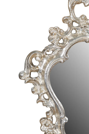 Biscottini SPECCHIERA DA PARETE IN LEGNO FINITURA FOGLIA ARGENTO ANTICATO L42xPR4xH62cm Made in Italy