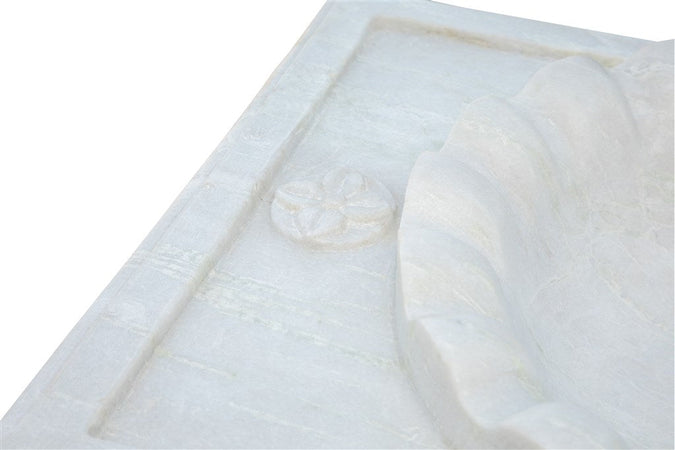 Biscottini Lavabo a due buche merlettate in marmo bianco L130xPR56xH15 cm Vasca realizzata