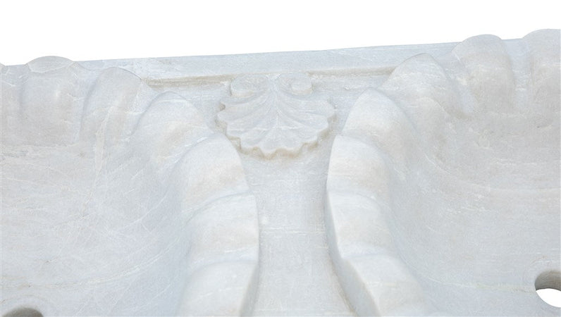 Biscottini Lavabo a due buche merlettate in marmo bianco L130xPR56xH15 cm Vasca realizzata