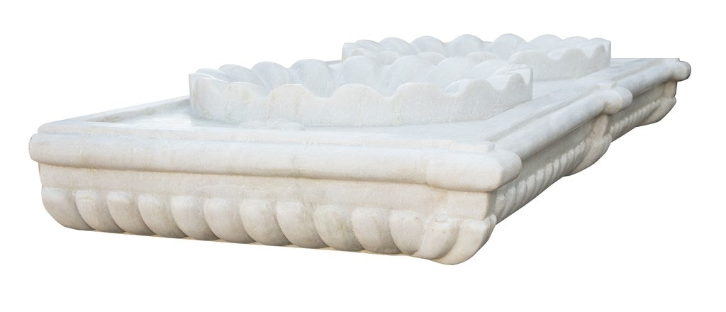 Biscottini Biscottini Lavabo Vasca Artigianale Marmo Bianco 2 Buchi 130x56x15 Interno