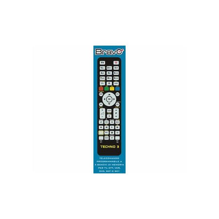 BRAVO TECHNO 3 (92602666) - TELECOMANDO PROGRAMMABILE A 3 BANCHI DI MEMORIA PER TV / VCR / DVD PLAYER / DTT / SKY