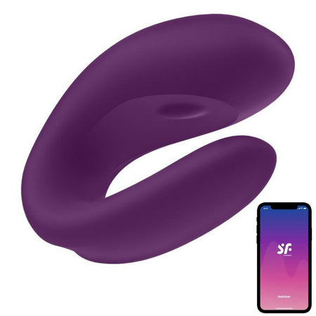 Vibratore di coppia Double Joy Partner Viola con APP di Satisfyer