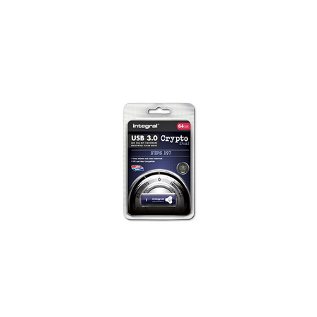 Integral INFD64GCRYDL3.0197 unit flash USB 64 GB USB tipo A 3.2 Gen 1 [3.1 Gen 1] Blu (64GB HARDWARE ENCRYPTED USB 3.0 DRIVE SECURE DUAL PASSWORD ADMINUSER 256 AES FIPS 197 CRYPTO INTEGRAL)
