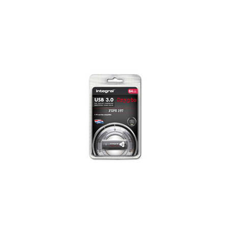 Integral INFD64GCRY3.0197 unità flash USB 64 GB USB tipo A 3.2 Gen 1 [3.1 Gen 1] Grigio (64GB HARDWARE ENCRYPTED USB 3.0 DRIVE SECURE PASSWORD 256 AES FIPS 197 CRYPTO INTEGRAL)