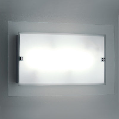 Applique Illuminando FLAT AP 30x50 E27 LED lampada parete vetro satinato trasparente rettangolare moderna interno