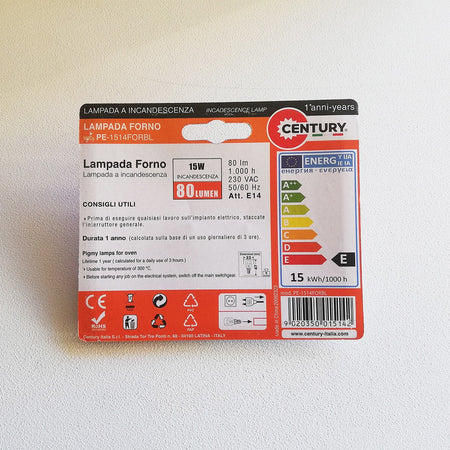 Lampada tubolare ad incandescenza per forno cappe cucina e lampada sale - blister da 2pz