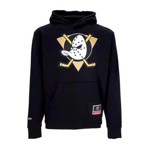 MITCHELL & NESS Felpa Cappuccio Uomo Nhl Team Logo Hoodie Anaduc Black da uomo