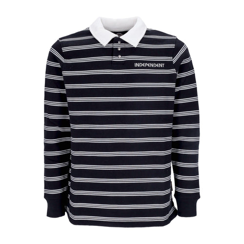 INDEPENDENT Polo Manica Lunga Uomo Bauhaus Stripe Polo Crewneck Black Stripe da uomo
